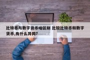 比特币与数字货币啥区别 比较比特币和数字货币,有什么异同?