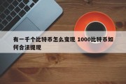 有一千个比特币怎么变现 1000比特币如何合法提现